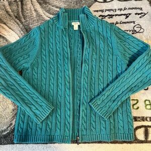 L.L Bean | teal zip up sweater